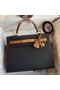 Hermes Kelly Sellier 28 Bicolor Bag in Black and Gold Epsom Calfskin Replica