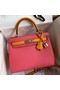 Hermes Kelly Sellier 28 Bicolor Bag in Rose Lipstick and Yellow Epsom Calfskin Replica