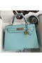 Hermes Kelly Sellier 28 Handmade Bag In Blue Atoll Epsom Calfskin Replica