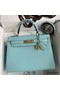 Hermes Kelly Sellier 28 Handmade Bag In Blue Atoll Epsom Calfskin Replica