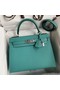 Hermes Kelly Sellier 28 Handmade Bag In Blue Paon Epsom Calfskin Replica