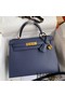 Hermes Kelly Sellier 28 Handmade Bag In Blue Saphir Epsom Calfskin Replica