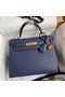 Hermes Kelly Sellier 28 Handmade Bag In Blue Saphir Epsom Calfskin Replica