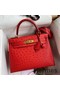Hermes Kelly Sellier 28 Handmade Bag In Red Ostrich Leather Replica