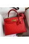 Hermes Kelly Sellier 28 Handmade Bag In Red Ostrich Leather Replica