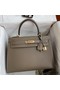 Hermes Kelly Sellier 32 Handmade Bag In Taupe Epsom Calfskin Replica