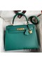 Hermes Kelly Sellier 32 Handmade Bag in Malachite Epsom Calfskin Replica