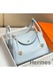 Hermes Lindy 26cm Bag In Blue Brume Clemence Leather GHW Replica