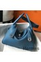 Hermes Lindy 26cm Bag In Blue Jean Clemence Leather PHW Replica