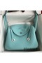 Hermes Lindy 30 Handmade Bag In Blue Atoll Clemence Leather Replica