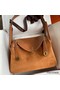 Hermes Lindy 30 Handmade Bag In Gold Doblis Suede Calfskin Replica