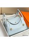Hermes Lindy 30cm Bag In Blue Brume Clemence Leather GHW Replica