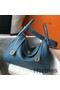 Hermes Lindy 30cm Bag In Blue Jean Clemence Leather GHW Replica