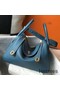 Hermes Lindy 30cm Bag In Blue Jean Clemence Leather GHW Replica