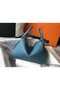 Hermes Lindy 30cm Bag In Blue Jean Clemence Leather GHW Replica