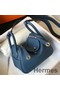 Hermes Lindy Mini Bag In Blue Agate Clemence Leather PHW Replica