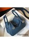 Hermes Lindy Mini Bag In Blue Agate Clemence Leather PHW Replica