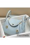 Hermes Lindy Mini Bag In Blue Brume Clemence Leather GHW Replica