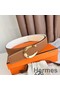 Hermes Luck Reversible Belt 38MM in Gold and White Epsom Calfskin Replica