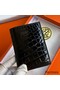 Hermes MC² Euclide Card Holder in Black Shiny Alligator Leather Replica