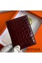 Hermes MC² Euclide Card Holder in Bordeaux Shiny Alligator Leather Replica