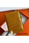 Hermes MC² Euclide Card Holder in Jaune Ambre Shiny Alligator Leather Replica