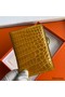 Hermes MC² Euclide Card Holder in Jaune Ambre Shiny Alligator Leather Replica