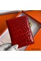 Hermes MC² Euclide Card Holder in Red Shiny Alligator Leather Replica