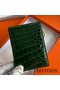 Hermes MC² Euclide Card Holder in Vert Emeraud Shiny Alligator Leather Replica