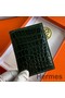 Hermes MC² Euclide Card Holder in Vert Fonce Shiny Alligator Leather Replica