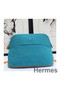 Hermes Medium Bolide Travel Case In Blue Horizon Cotton Replica