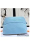 Hermes Medium Bolide Travel Case In Blue Lin Cotton Replica