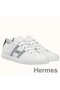 Hermes Men's Avantage Sneakers In White/Blue Calfskin Replica