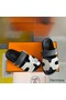 Hermes Men's Chypre Sandals In Canvas with Black Leather Replica