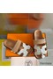 Hermes Men's Chypre Sandals In Canvas with Brown Leather Replica