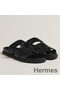 Hermes Men's Chypre Sandals in Black Calfskin Replica