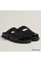 Hermes Men's Chypre Sandals in Black Calfskin Replica