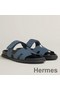 Hermes Men's Chypre Sandals in Blue Suede Calfskin Replica