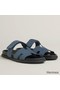 Hermes Men's Chypre Sandals in Blue Suede Calfskin Replica