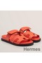 Hermes Men's Chypre Sandals in Orange Epsom Calfskin Replica
