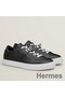 Hermes Men's Day Sneakers in Black Leather Replica