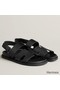 Hermes Men's Genius Sandals In Black Calfskin Replica