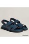 Hermes Men's Genius Sandals In Blue Calfskin Replica