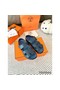 Hermes Men's Genius Sandals In Blue Calfskin Replica