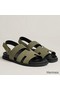 Hermes Men's Genius Sandals In Green Suede Calfskin Replica