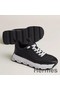 Hermes Men's Impulse Sneakers in Black Fabric and Leather Replica