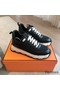 Hermes Men's Impulse Sneakers in Black Fabric and Leather Replica