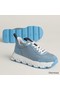 Hermes Men's Impulse Sneakers in Blue Fabric and Leather Replica