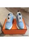 Hermes Men's Impulse Sneakers in Blue Fabric and Leather Replica