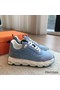 Hermes Men's Impulse Sneakers in Blue Fabric and Leather Replica